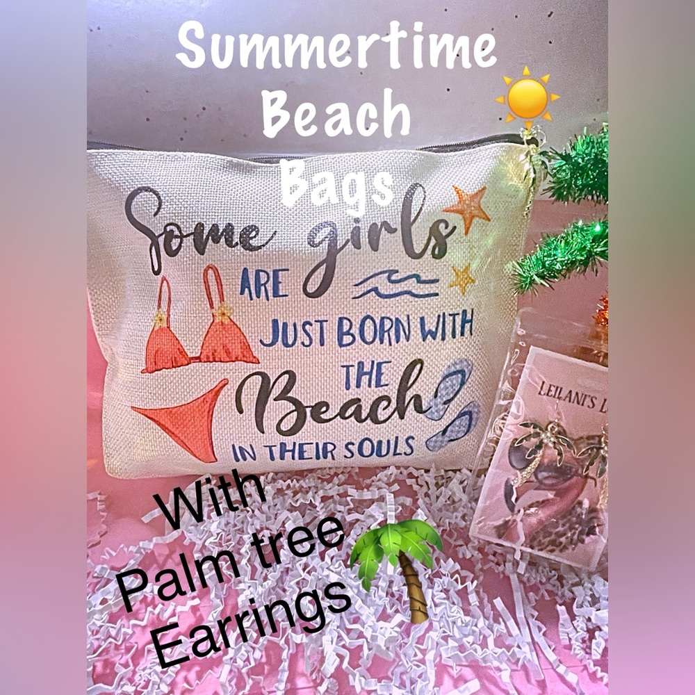 Beach Themed Tote Bag with Fun Graphics